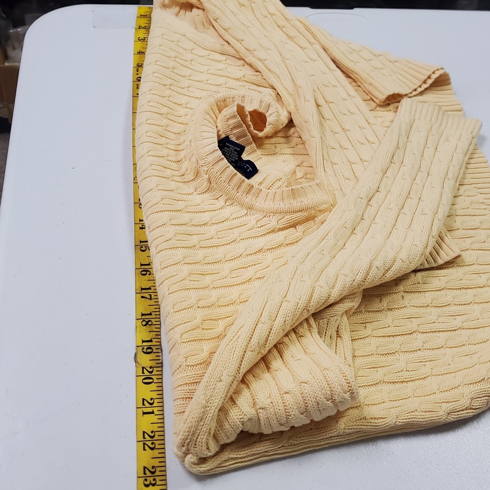 Karen Scott Womens Butter Yellow Cable Knit 100% Cotton‎ Sweater Size M Tennis - Picture 5 of 11